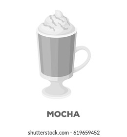 A cup of mocha with foam.Different types of coffee single icon in monochrome style vector symbol stock illustration web.
