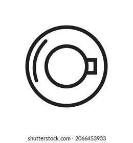 Cup of morning coffee, top view. Linear style icon