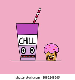 A cup and a muffin posing next to each other 