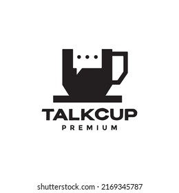 Becher-Becher mit Blase-Talk-Logo-Design Vektorsymbol-Icon-Illustration kreative Idee