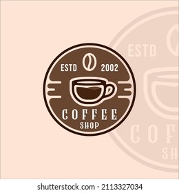 cup or mug coffee shop logo vintage vector illustration template icon graphic design. drink or beverage sign or symbol for business with badge and typography style