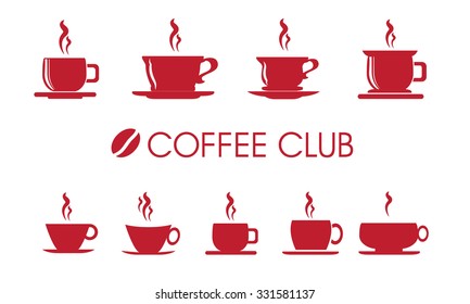 Cup or mug of coffee vector icons