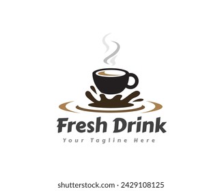 cup mug drink out from splash water logo icon symbol design template illustration inspiration