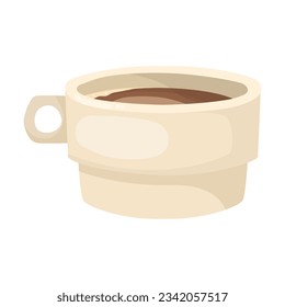 Cup and mug with hot coffee or tea vector. Drawing of cup and ceramic mug on white background. Beverage, morning, breakfast, coffee shop concept