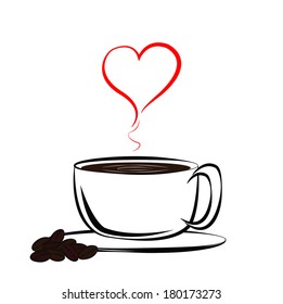 Cup (mug) of hot drink (coffee, tea etc),heart coffee