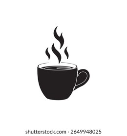 Cup (mug) of hot drink (coffee, tea). Line art