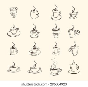Cup (mug) of hot drink (coffee, tea etc) big set