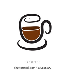 Cup (mug) of hot drink (coffee, tea etc), coffee hand drawn