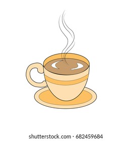 Cup (mug) of hot drink (coffee, tea etc). Vector illustration.