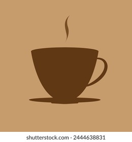 Cup (mug) of hot drink icon flat color(coffee, tea etc). Vector Illustration