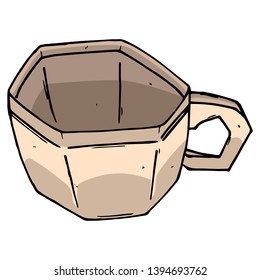 Cup, mug icon. Vector of an empty cup. Hand drawn cup.