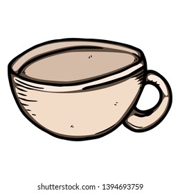 Cup, mug icon. Vector illustration of an empty cup. Hand drawn mug cup.