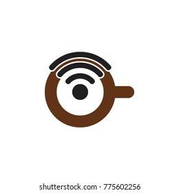 Cup or Mug with signal logo design vector 