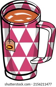 taza, bolso de té de la taza aislado sobre fondo blanco. vector