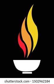 Cup with multicolored smoke black background. The noodles in a white cup are smoke orange yellow. Art work White cup And the smoke is colored on a black background
