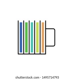 Cup with multicolored stripes icon in a linear style on a white background.