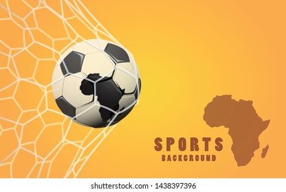 cup of nations , Realistic football in net with copy space for text, vector illustration