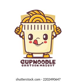 cup noodle cartoon mascot. food vector illustration. isolated on a white background