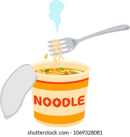 A cup noodle and a fork