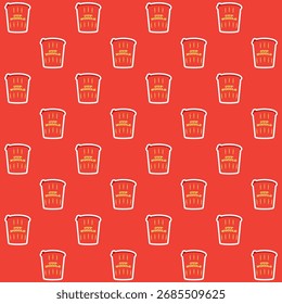 Cup Noodle Vector Seamless Pattern