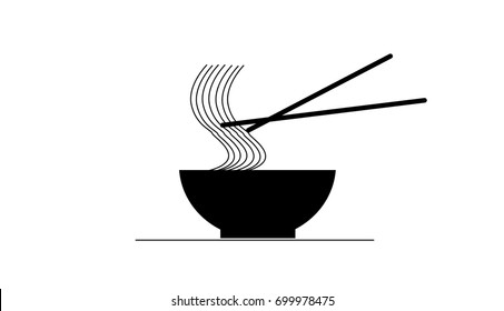 Cup noodles with chopsticks on white  background