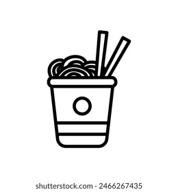 cup noodles, line icon, isolated background