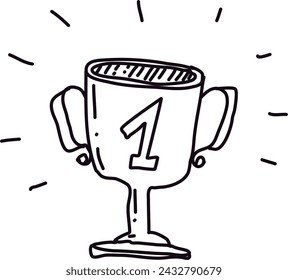 
cup number one victory vector line image