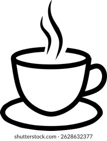 Cup off coffee or tea Icon for design. Outline flat illustration. Easily editable