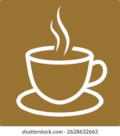 Cup off coffee or tea Icon for design. Outline flat illustration. Easily editable. Brown background