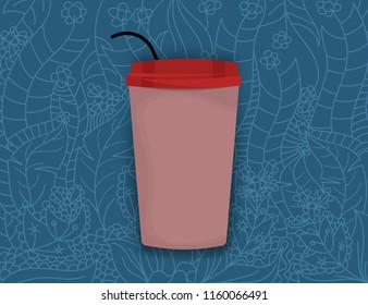 Cup on art pattern vector wallpaper design backgrounds