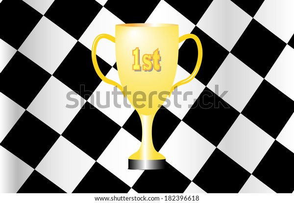 Cup on the\
background of the checkered\
flag