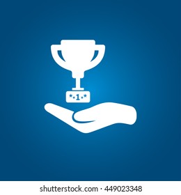 Cup on hand icon vector