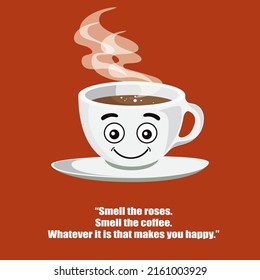 Cup on light background with  typography for cafe advertising prints posters t-shirt design. Flat Style vector Illustration. Decorative Design for Cafeteria, Posters, Cards
