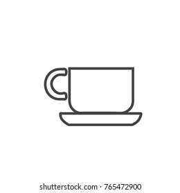 Cup on the plate vector icon isolated on white background