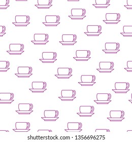 Cup on saucer seamless vector pattern.