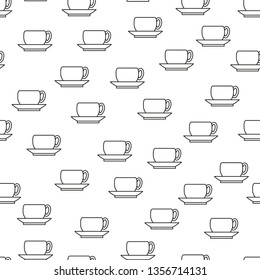 Cup on saucer seamless vector pattern.