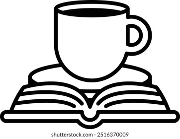 Uma xícara sobre um livro aberto