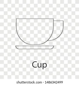 Cup on transparency background. Line vector illustration.