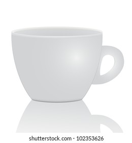 cup on white background, reflexion