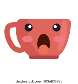 cup with one handle terrified kawaii character