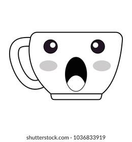 cup with one handle terrified kawaii character