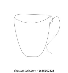 Cup one line drawing vector illustration
