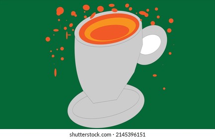 a cup of orange juice on a dark green background