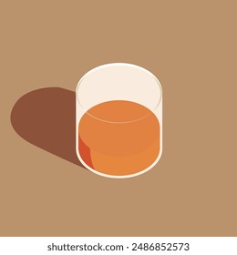 Tasse Orangensaft auf Tisch auf beigem Hintergrund.