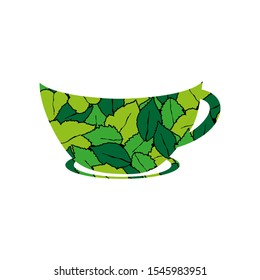 cup of organic herbal leaf tea for healthy life logo