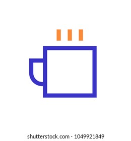 cup outline blue orange icon vector illustration