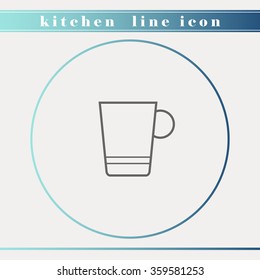 Cup outline thin line icon. Household appliance, kitchen and restaurant accessories, equipment, cooking utensil, cutlery tools, kitchenware and cookware for food preparation. Flat design.