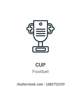 Cup outline vector icon. Thin line black cup icon, flat vector simple element illustration from editable football concept isolated stroke on white background