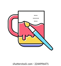 cup painting color icon vector. cup painting sign. isolated symbol illustration