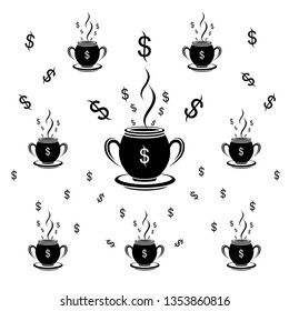 cup pattern dollar black and white vector illustration